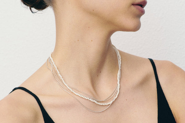 OLIO E ACETO Pure silver white pine entangled necklace OA06N19